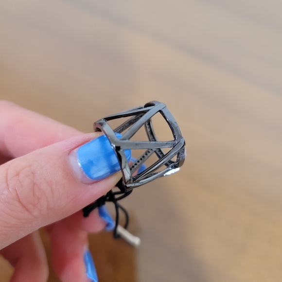 Isabella M Boston Cage Ring Pewter Gunmetal Crystals NEW - Picture 4 of 5